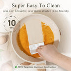 CAROTE Non Stick Frying Pan Skillet Set, Omelet Pan, Healthy Non Toxic Granite Chef Pan, Induction Compatible Egg Frying Pan with Heat-Resistant Handle, PFOA-Free,Cream White,8"+10"+12"