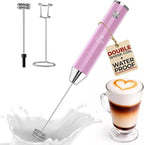 Zulay Kitchen Rechargeable Milk Frother Handheld Lux - Powerful 2-Speed Motor, Waterproof, 2000mAh Battery - Drink Mixer for Latte, Cappuccino, Matcha & Protein Powder - Pink Bubblegum