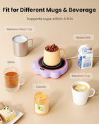 Gaiatop Mug Warmer, 50W Cute Cat Paw Cup Warmers, 3 Temp Settings, 2-10H Auto Shut Off, Coffee Accessories Keep Beverage Hot for Desk and Home, Heated Plate Stocking Stuffers for Tea Candle Purple