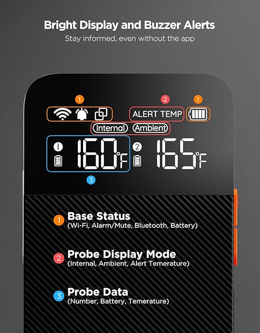 GoveeLife Bluetooth Wireless Meat Thermometer with 2 Probes, Standalone Digital Base, WiFi Unlimited Range, ±1.8℉ Accuracy, IP68 Waterproof Real Time Monitoring, for Kitchen, BBQ, Grill, Oven, Smoker