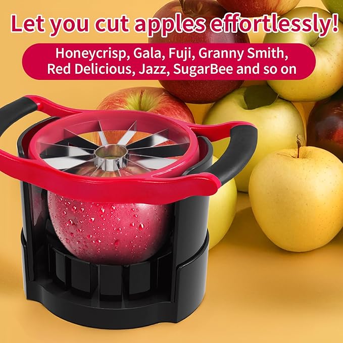 OOKUU 5.12 - Inch Large Apple Slicer, Cut 12 Thin Slices All the Way Through, HEAVY - DUTY Stainless Steel Apple Corer & Slicer for Fruits & Vegetables - Dishwasher Safe