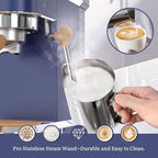 Laekerrt 20 Bar Espresso Maker CMEP01 with Milk Frother Steamer, Home Expresso Coffee Machine for Cappuccino and Latte (Navy Blue, Stainless Steel) Gift for Coffee Lovers, Father