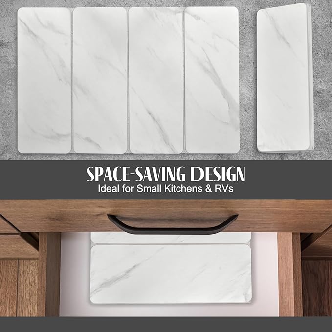Large Stone Dish Drying Mats for Kitchen Counter, 24"(L)×16"(W) Marble pattern, Drying Collapsible Dish Drying Mat, Eco-Friendly Absorbent Diatomaceous Earth Mats for Dishes Bottles Cups