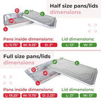 IDL Packaging Aluminum Foil Pans with Lids, Medium - 15 pc Chafing Dish Set - 5 Full Size and 10 Half Size Steam Table Pans + Lids - Disposable Cookware for Catering, Buffet, Party, BBQ