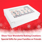 6 Pack Cupcake Boxes with Window for 24 Standard or Mini Cupcakes Corrugated Adjustable Height Bakery Box for Cake,Cookies,Donuts,Muffins&Other Pastries（17.7x11.8x4 Inch）