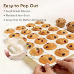 Silicone Muffin Pans for Baking Nonstick 2 Pcs, 24 Cup Mini Cupcake Pan, Food-Grade Silicone Baking Molds for Cupcakes, Freezer, White