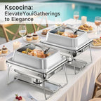 KScocina Chafing Dishes for Buffet, 4 Pack 5QT Square Stainless Steel Chafing Dish Set, Complete Buffet Warmer for Home Parties, Christmas & Catering Events (White)