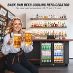 Beverage Refrigerator Drink Fridge, Back Bar Beer Fridge With 2 Glass Door, 35.5 In Height Beverage Cooler, Under Counter Refrigerator, Drink Cooler Undercounter Refrigerators, Outdoor Fridge