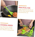 Ipetboom 5pcs Silicone Kitchen Utensil Set Nonstick Cooking Tools with Beater Turner for Baking and Mixing Heat Resistant Green Cooking Utensils with Hanging for Home and Restaurant Use
