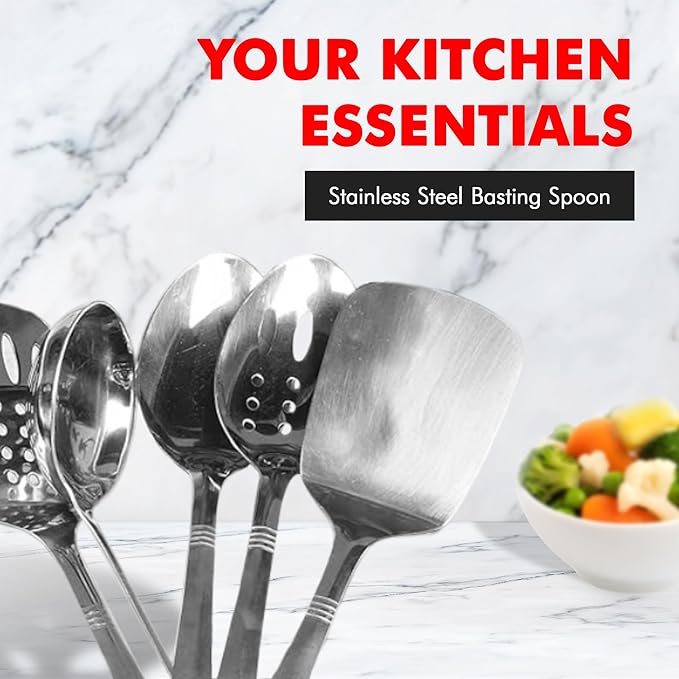 Chef Craft 10230 1-Piece Stainless Steel Solid Spoon,13-Inch