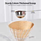 U-Taste Coffee Scoop 2 Tablespoon: 18/8 Stainless Steel Measuring Scooper for Ground Coffee, Bean, Powder, Espresso, 6.9in Long Handle Metal Meaure Spoon for Canister, Jar (2Tbsp/30ml, Silver)