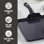 GreenLife Soft Grip Diamond Healthy Ceramic Nonstick 11" Griddle Pan, PFAS-Free, Dishwasher Safe, Black