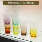 8-Piece Ombre Tumbler Set, 20oz Plastic Drinking Glasses, Assorted Colors, Shatterproof BPA-Free Drinkware, Large Stackable Cups for Patio, Pool, Gift, Everyday Use, Top-Rack Dishwasher Safe