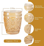 abrwyy Amber Glassware set of 4 Vintage Drinking Glasses, 9.5oz Amber Heavy Duty Glass Cups, Old Fashioned Glass, Set for Party Wedding Home Office Glassware Gift