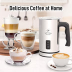 Zulay 4-in-1 Milk Frother & Steamer – Hot & Cold Foam Maker, Milk Warmer & Chocolate Stir – Automatic Temp Control, Nonstick Double-Wall Stainless Steel Jug, Auto Shut Off, 360° Base – Aero Silver