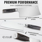 Cutluxe Meat Cleaver Knife – Ultra Sharp 7" Meat Cleaver, Butcher Knife, High Carbon Stainless Steel Blade, Full Tang Pakkawood Handle – Shinobi Series