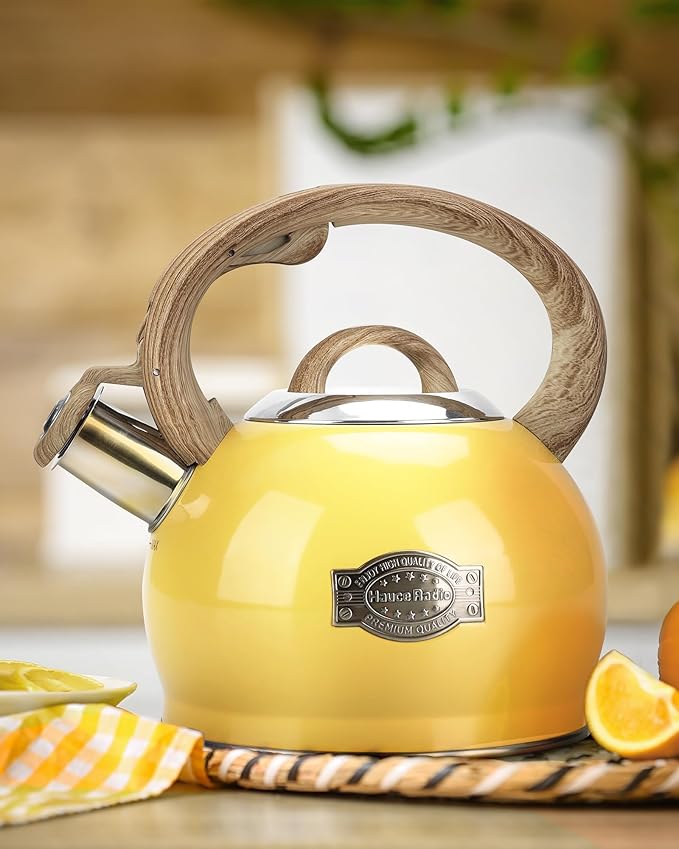 Hauce Radio Stovetop Tea Kettle, 2.1 Quart Stove Top Whistling Tea Kettles,Water Teapot Induction Tea Kettle with Food Grade Stainless Steel and Silicone Anti-Hot Handle, Suitable for All Heat Sources