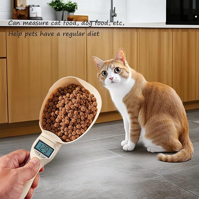 Digital Measuring Spoon Scale, Digital Food Measuring Scoop Scale 800g / 0.1g High Precision with LCD Screen, Electronic Measuring Spoon Cup for Kitchen Baking and Cat Dog Food (1 Pcs)