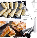 Stainless Steel Cannoli Forms Set, 5 Large Cannoli Forms, 5 Large Hones Mould, 5 Small Croissant Form, Cleaning Brush, Reusable Icing Bag and Long Frosting Tip for Puff Cupcakes Pastry