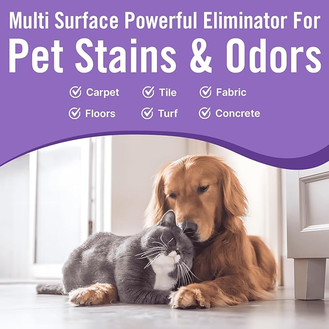 Multi-Purpose Probiotic Enzyme Cleaner, Made in USA - Pet Stain and Odor Remover - Concentrated - Professional & Home Strength Drains, Floors, Bathrooms, Toilets Trash Can, (1 gallon, Lavender)
