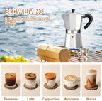 9 Cup Aluminum Espresso Stovetop Moka Pot Express Coffee Maker Percolator Italian Classic Mocha Coffee Machine for Italian and Cuban Cafe Brewing for Home & Camping 450ml 15oz