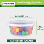 Freshware Food Storage Containers [50 Set] 8 oz Plastic Deli Containers with Lids, Slime, Soup, Meal Prep Containers, BPA Free, Stackable, Leakproof, Microwave, Dishwasher and Freezer Safe