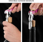 HYZ 2-Pack Wine Opener Waiter Corkscrew, Professional Wine Key for Servers, Bartender with Foil Cutter, Manual Wine Bottle Opener Double Hinged (Rosy)