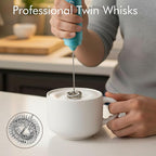 Rechargeable Milk Frother Handheld, 2-IN-1 Dual Spring Whisk Electric Frother Wand for Cappuccino Latte Macchiato, Portable Drink Mixer for Coffee, Matcha, Hot Chocolate