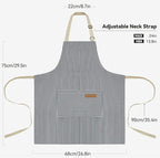 NLUS 2 Pack Cooking Aprons for Women with Pockets, Adjustable Kitchen Bib Aprons Chef Aprons for Women Men(Blue Pinstripes)