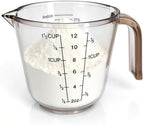 Plastic Measuring Cups Set, 3PCS with Pour Spout & Handle, Multi-Scale (cup | oz | ml) Stackable Liquid & Dry Measuring Tools for Baking Cooking, Essential Kitchen Gadgets (Coffee Brown)