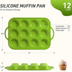 Socisen 12 Cups Silicone Muffin Pan with Metal Reinforced Frame Regular Size Cupcake Pan Tray Egg Bites Silicone Circle Cookie Molds Muffin Tin Tart Pans Baking Sheet Set for Oven Dishwasher Safe