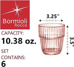 Bormioli Rocco Barshine 10.38 oz. Rocks Stackable Tempered Drinking Glasses, Set of 6, Peach