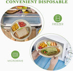 Vplus 100% Compostable Paper Plates, 125 Pack 9 Inch 3 Compartment Plates Disposable, Heavy Duty Biodegradable Plates Made of Sugar Cane Fibers, for Daily meals, Dinner, Parties, BBQ