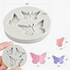 JOERSH 3PCS Mini Butterfly Fondant Mold, Cute Butterfly Fondant Silicone Mold for Chocolate, Cupcake Topper, Cake Decoration, Candy Craft, Dessert Decor