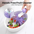 JOYMOOP Fruit Washer Spinner, Fruit Cleaner Spinner with Crank Handle, Hands-Free Fruit & Vegetable Washing Bowl, Manual Fruit Scrubber, No Electricity, Light Lavender