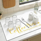 Findosom Dish Drying Mat, 16"x 24" Super Absorbent & Hide Stain Coffee Mat, Cuttable Drying Mat for Kitchen Counter, Coffee Bar Accessories, Under Dish Rack, Coffee Maker, Espresso Machine, White