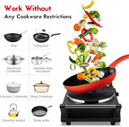 Techwood Hot Plate Portable Electric Stove 1500W Countertop Single Burner with Adjustable Temperature & Stay Cool Handles, 7.3” Cooktop for Dorm Office/Home/Camp, Compatible for All Cookwares