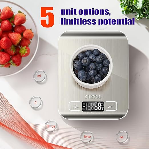 Food Kitchen Scale High-Precision Digital Scale Accurate Weighing for Baking & Cooking Enthusiasts (Silvery & Black)