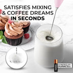 Zulay Kitchen Handheld Milk Frother with Duracell AA Batteries – Ultra Fast Electric Mixer & Foam Maker, Easy-Clean Drink Mixer for Coffee & More - Lavender