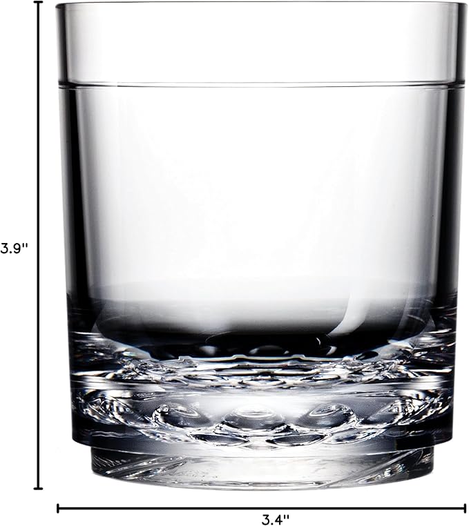 Drinique Unbreakable 12 Oz Drinking Glasses, Set of 4 - Tritan Plastic Shatterproof Tumbler Water Glasses, Drinking Cups, BPA-Free, Dishwasher Safe Alternative Glass Cups Set, 12 Ounces, Clear