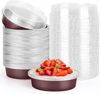 Beasea Disposable Mini Pie Tins With Lids, 4 Inch 50 Pack Disposable Mini Pie Pans Tart Pans, 8 Oz Aluminum Pie Pan Tin Coffee Tart Pans Round Oven Baking Mini Cake Pan for Pie Tart Quiche
