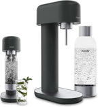 Mysoda Ruby 2 Soda Streaming Machine - Silent and Long-Lasting Aluminium Soda Maker with 1L Water Bottle - Without CO2 Cylinder - Black Silver