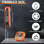 Kingdder 12 Pcs/ 6 Sets Meat Thermometer Digital with Magnetic Kitchen Timer Kit, Fast Instant Read & Waterproof & Foldable Food Thermometer & Kitchen Timer Bulk for Cooking, Grilling, Candy, BBQ