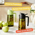 CXINYI - 16oz/470ml Olive Oil Dispenser for Kitchen with Stickers - 2 in 1 Olive Oil Sprayer for Cooking, Air Fryer, and Salad, Green (Light-Proof Kitchen Gadget)