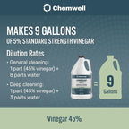 45% Vinegar (1 Gallon) - General Purpose All-Natural Multi-Surface Cleaner for Home, Patio & Commercial - High Performance, Powerful Concentrated Acetic Acid - Made in USA