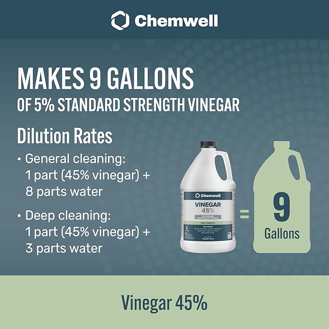 45% Vinegar (1 Gallon) - General Purpose All-Natural Multi-Surface Cleaner for Home, Patio & Commercial - High Performance, Powerful Concentrated Acetic Acid - Made in USA