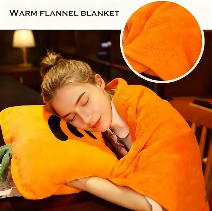 Fruit Throw Blanket and Pillow Set, Travel Blanket Compact Convenient Bed Throw Pillows with Airplane and Car Suitable for Office Nap Time (F, 39in x 31in)