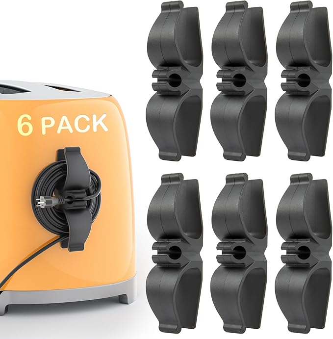 Daisyhome Cord Organizer for Kitchen Appliances-6 Pack, Appliance Cord Organizer stick on, Small Kitchen Appliances Cord keeper, Adhesive Cord Holder, Cord Winder for Pressure Cooker, Stand Mixer…