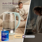 Cosori Electric Kettle, No Plastic Contact With Water, Wide Mouth For Easy Cleaning, Auto Shut Off, 1.7L Tea Kettle & Hot Water Boiler, Water Heater & Teapot, Borosilicate Glass, Green, 1500W