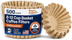 8-12 Cup Basket Coffee Filters (Natural Unbleached, 500)